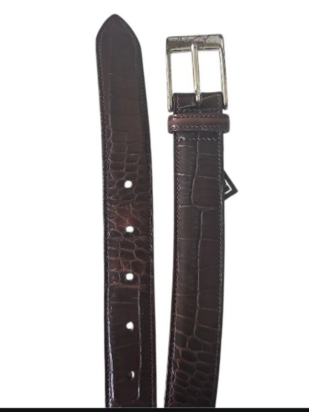 Trafalgar Italian Calfskin Leather Belt Brown Croc Embossed USA Men 38 Dress